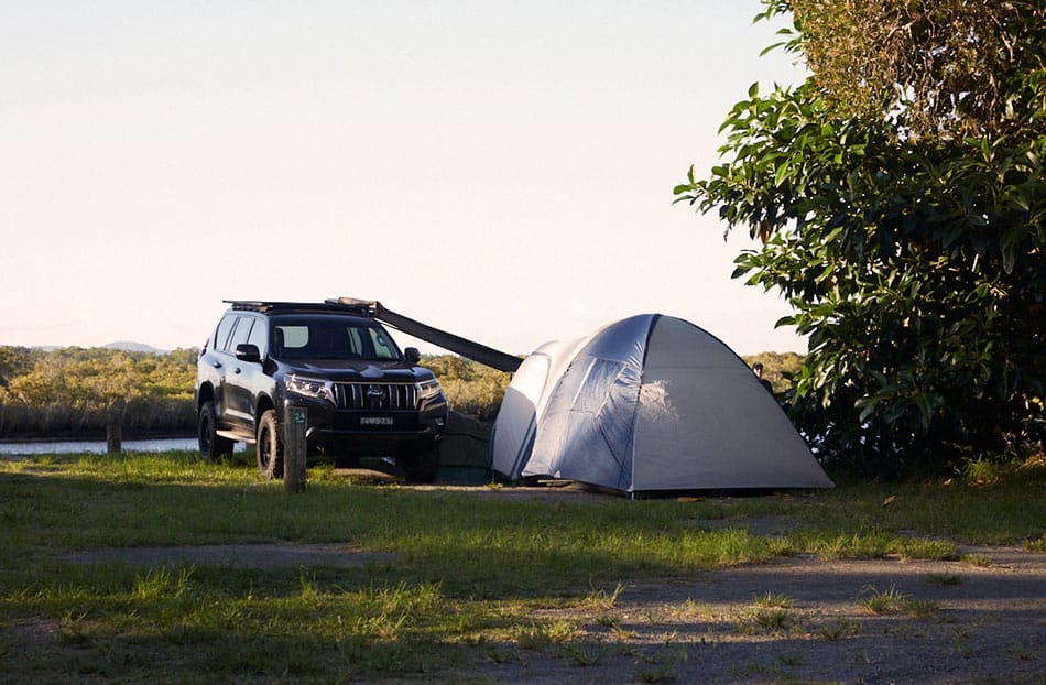 Myall River Camp Hawks Nest, off-grid campground with bush and riverfront sites