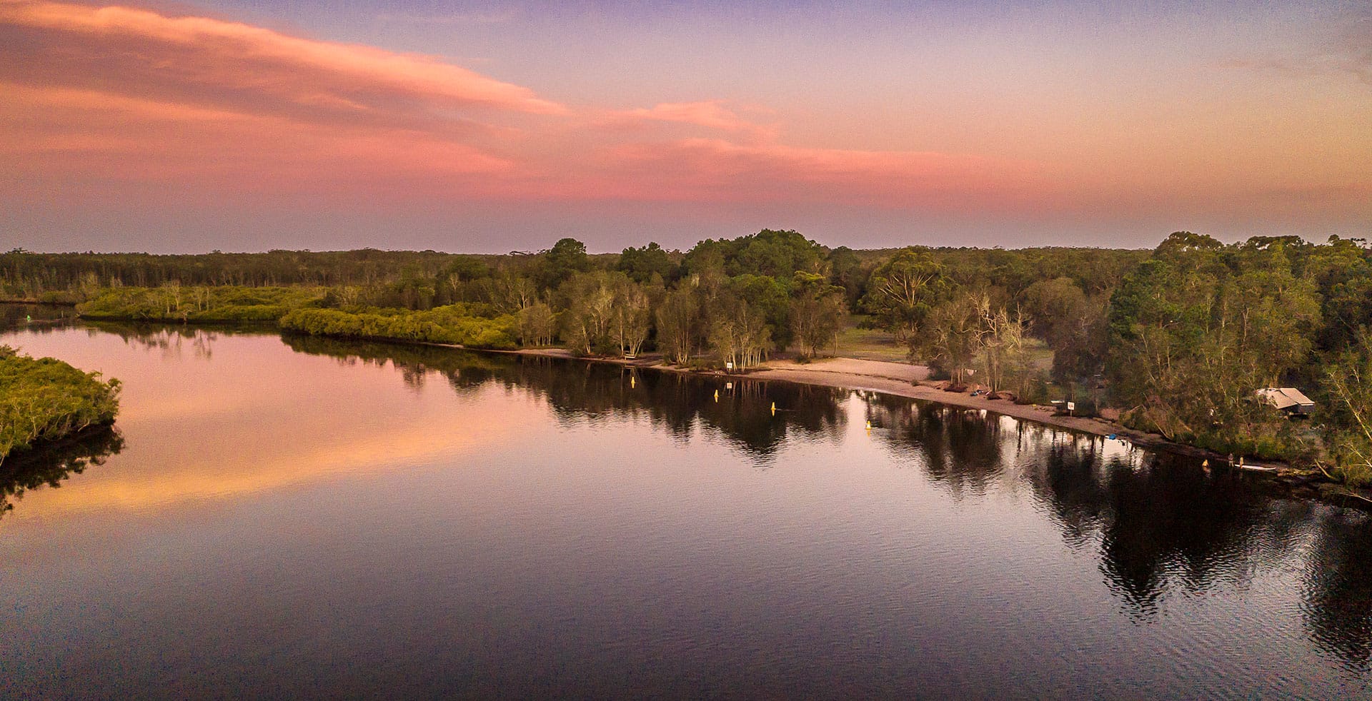 Myall River Camp Hawks Nest, luxury glamping experience nsw, safari-style glamping tents, riverfront location on the Myall River